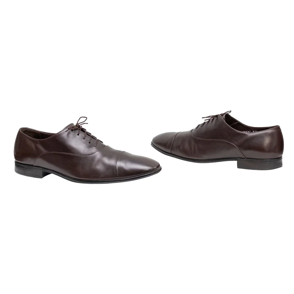 Salvatore Ferragamo Mens Brown Leather Cap Toe Oxford Dress Shoes 58591 Size 11D